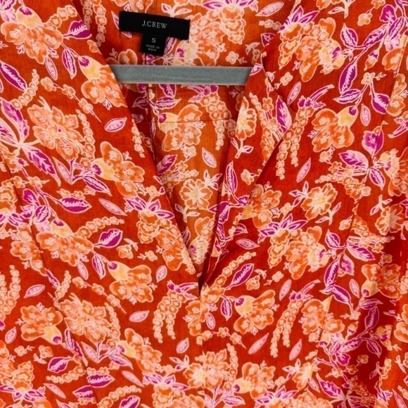 J. Crew Orange Painted Block Print Long Sleeve Ramie Tunic Top Size S - Picture 8 of 9